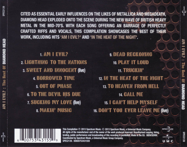 Diamond Head (2) : Am I Evil?: The Best Of Diamond Head (CD, Comp)