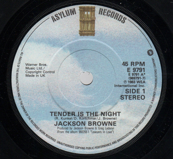 Jackson Browne : Tender Is The Night (7")