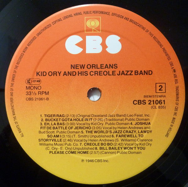 Kid Ory And His Creole Jazz Band : New Orleans (LP, Comp, Mono)