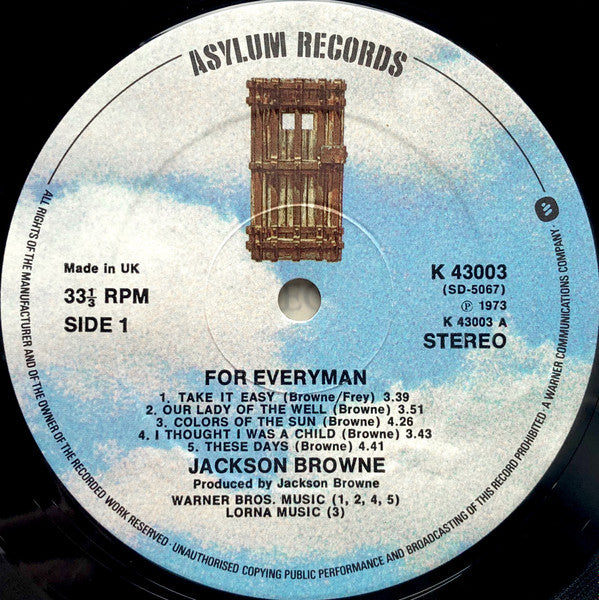 Jackson Browne : For Everyman (LP, Album, RE)