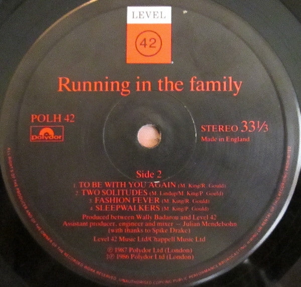 Level 42 : Running In The Family (LP, Album)