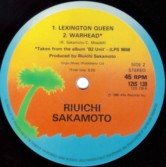 Riuichi Sakamoto* : Riot In Lagos (12")