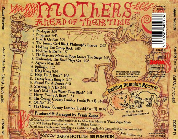 Zappa* / Mothers Of Invention* : Ahead Of Their Time (CD, Album)