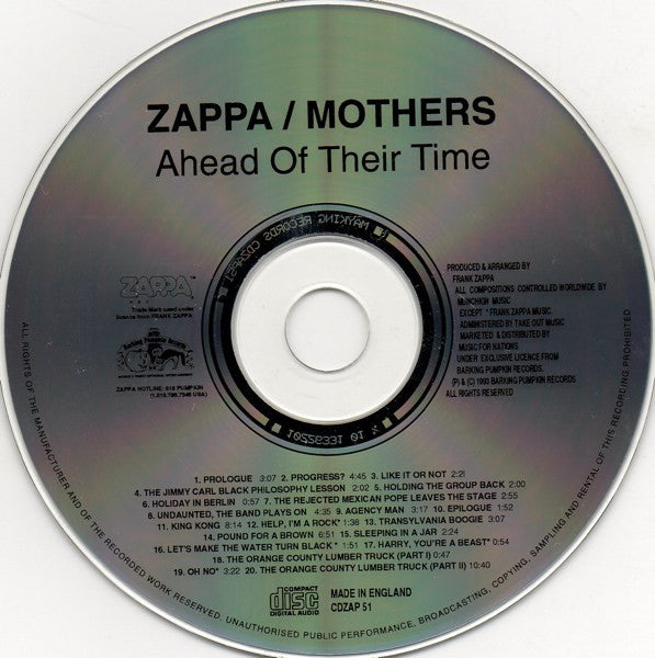 Zappa* / Mothers Of Invention* : Ahead Of Their Time (CD, Album)