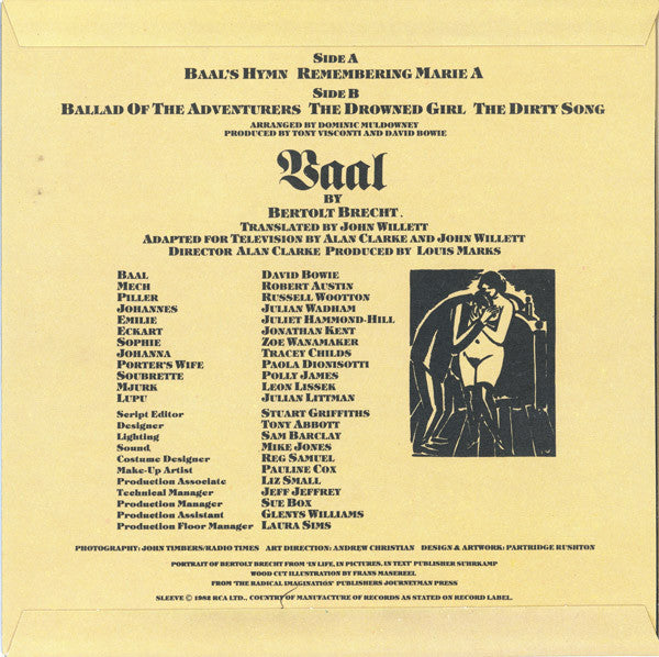 David Bowie : David Bowie In Bertolt Brecht's Baal (7", EP, Mat)