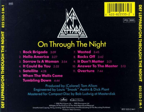 Def Leppard : On Through The Night (CD, Album, RE)