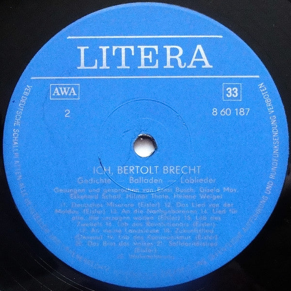 Bertolt Brecht : Ich, Bertolt Brecht (LP, Comp, Mono, Sil)