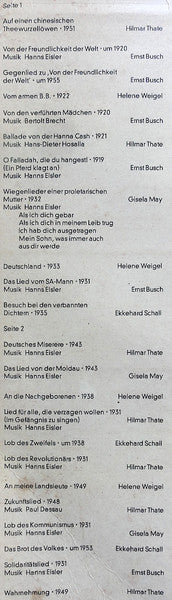 Bertolt Brecht : Ich, Bertolt Brecht (LP, Comp, Mono, Sil)