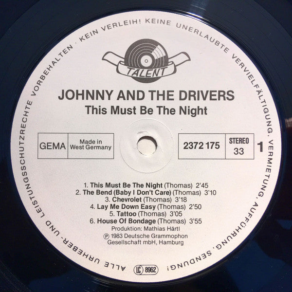 Johnny And The Drivers : This Must Be The Night (LP, Album)