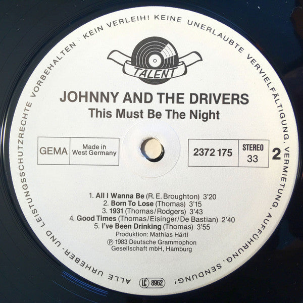 Johnny And The Drivers : This Must Be The Night (LP, Album)