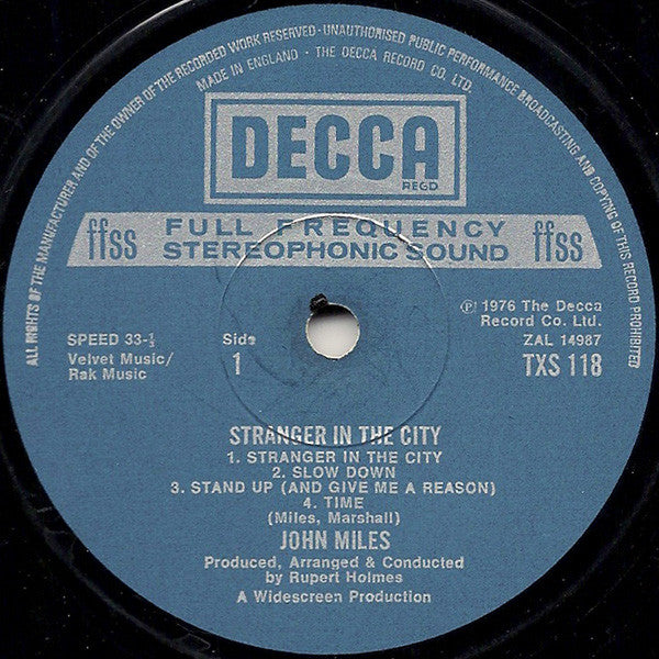 John Miles : Stranger In The City (LP, Album)