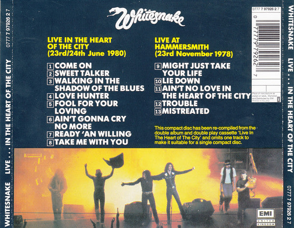 Whitesnake : Live....In The Heart Of The City (CD, Album, RE, RP)