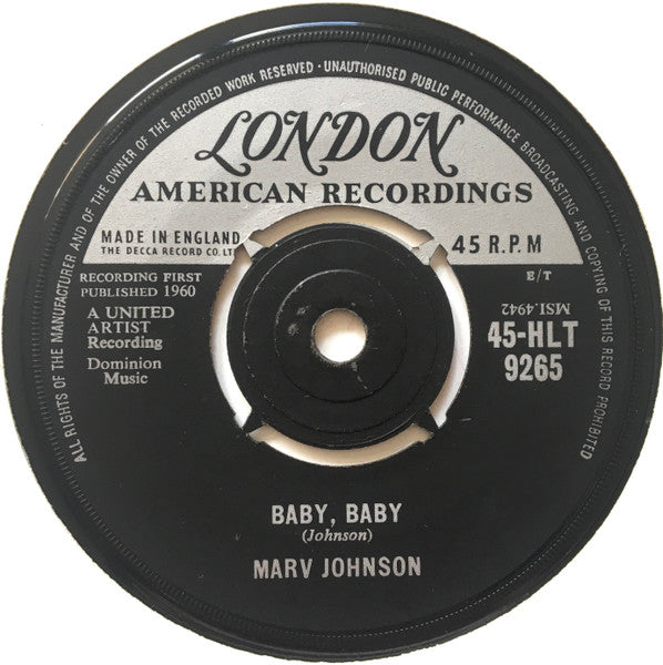 Marv Johnson : Happy Days / Baby, Baby (7", Single, 4 p)