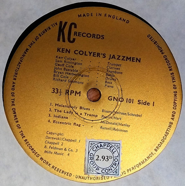 Ken Colyer's Jazzmen : Out Of Nowhere (LP, Album)