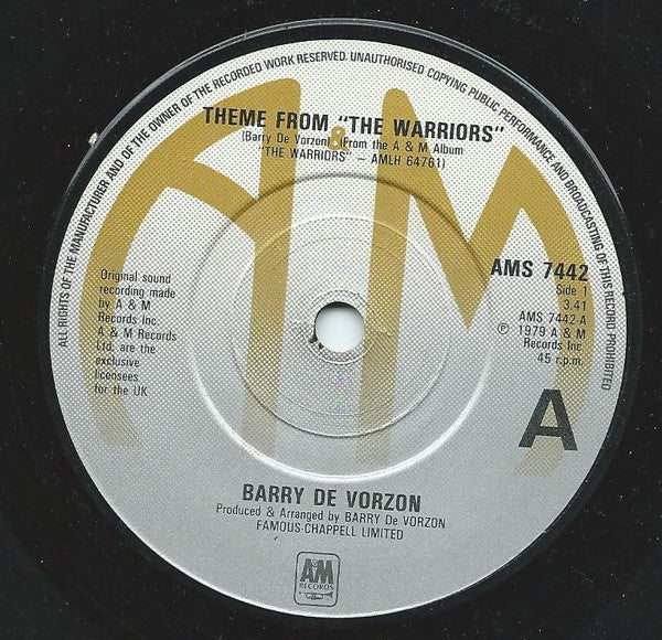 Barry De Vorzon : Theme From "The Warriors" (7", Single)