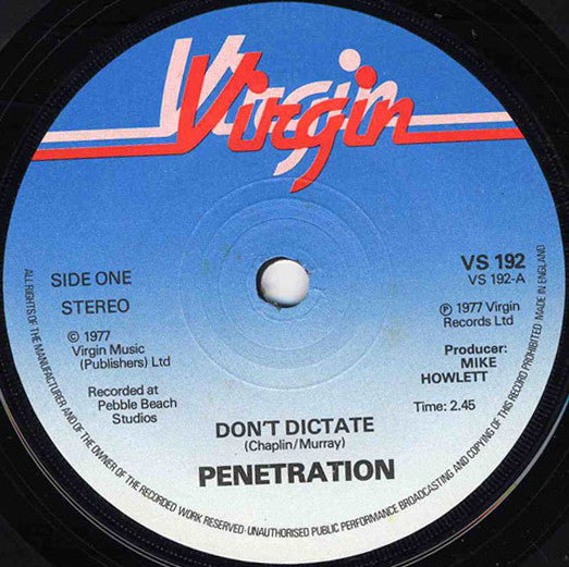 Penetration (2) : Don't Dictate (7", Single)