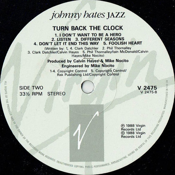 Johnny Hates Jazz : Turn Back The Clock (LP, Album)