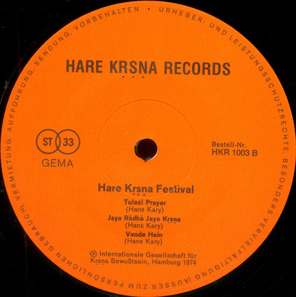 Hare Kṛṣṇa Festival* : Hare Kṛṣṇa Festival (LP)