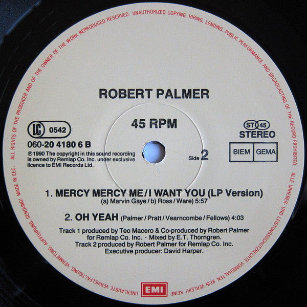 Robert Palmer : Mercy Mercy Me / I Want You (12", Single)