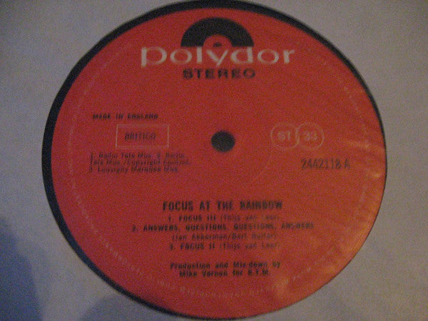 Focus (2) : At The Rainbow (LP, Album)