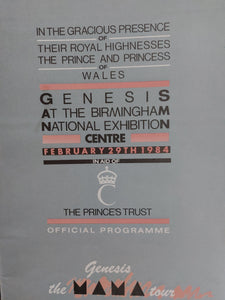 Genesis 1984 Mama Tour Birmingham NEC Concert Programme (UK) Princes Trust