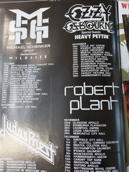 Monsters of Rock 1983 Donnington Park Tour Concert, Programme