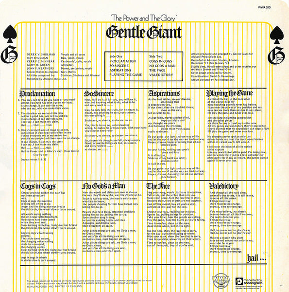 Gentle Giant : The Power And The Glory (LP, Album)