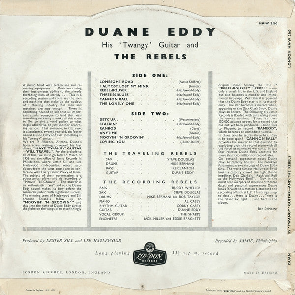 Duane Eddy & His "Twangy" Guitar And The Rebels* : Have 'Twangy' Guitar Will Travel (LP)