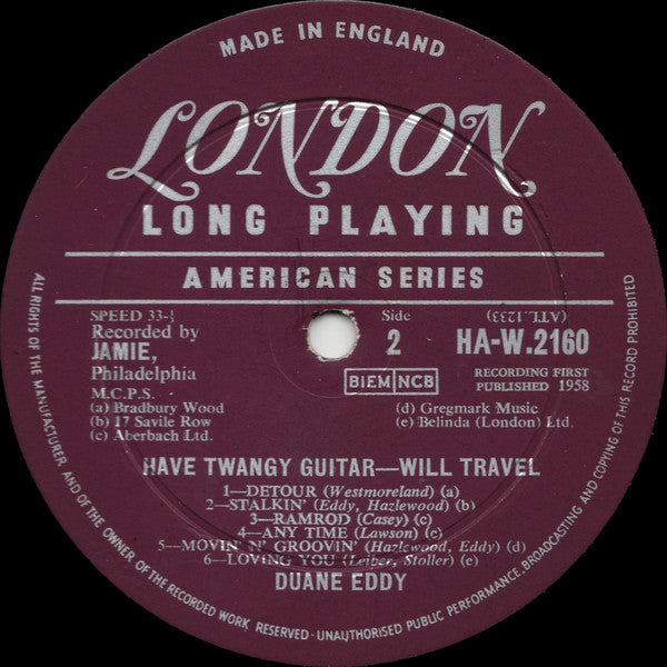 Duane Eddy & His "Twangy" Guitar And The Rebels* : Have 'Twangy' Guitar Will Travel (LP)