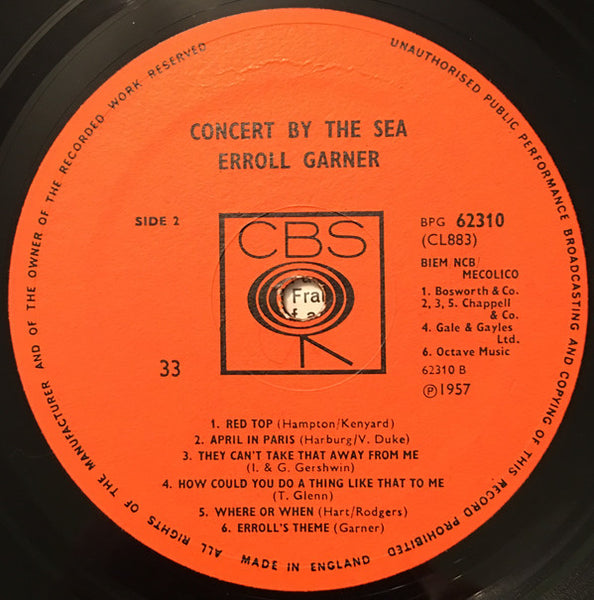 Erroll Garner : Concert By The Sea (LP, Album, Mono, RE)