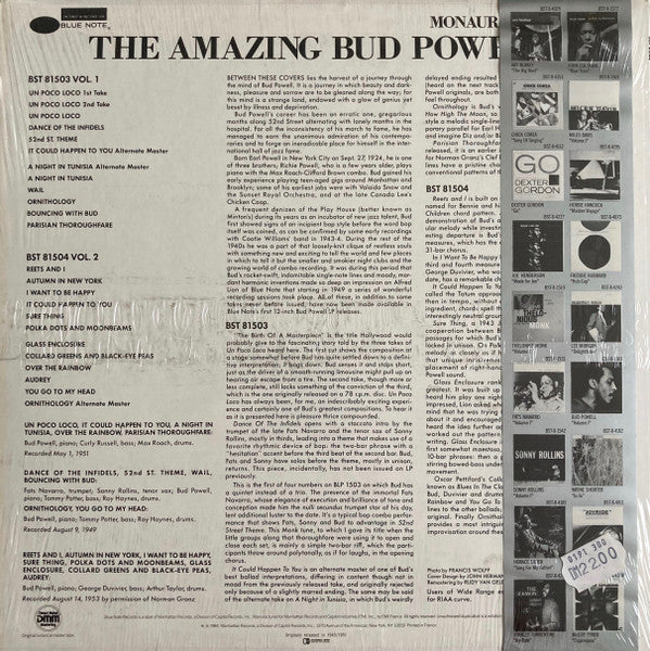 Bud Powell : The Amazing Bud Powell, Volume 1 (LP, Mono, RE, RM)