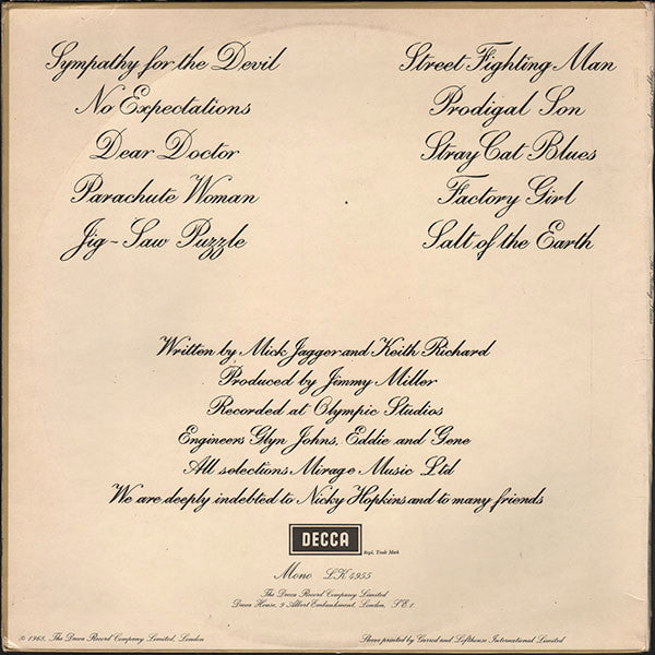 The Rolling Stones : Beggars Banquet (LP, Album, Mono, Unb)