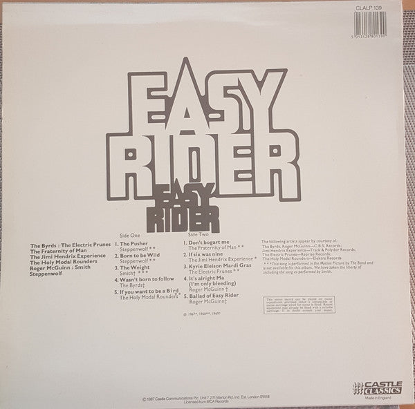 Various : Easy Rider - Songs As Performed In The Motion Picture (LP, Album)