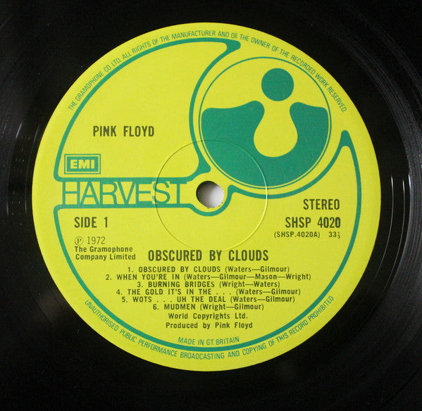 Pink Floyd : Obscured By Clouds (LP, Album, 1st)