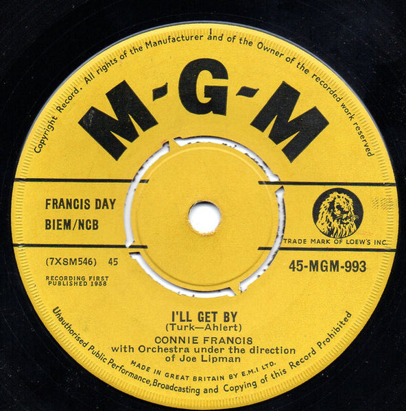 Connie Francis : I'll Get By / Fallin' (7")