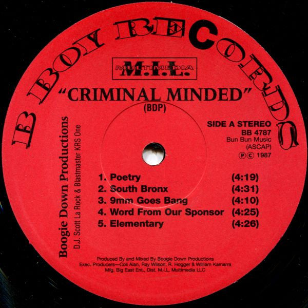Buy Boogie Down Productions : Criminal Minded (LP, Album, RE
