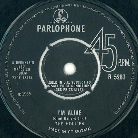 The Hollies : I'm Alive (7", Single)