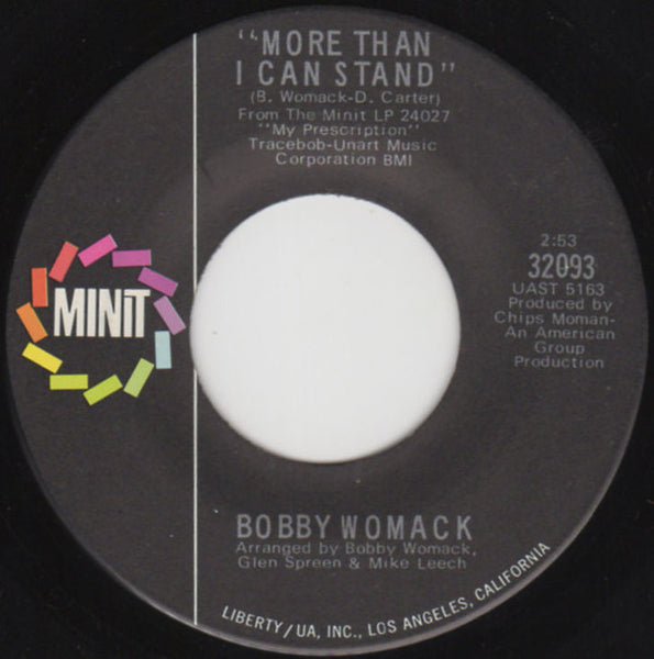 Bobby Womack : More Than I Can Stand / Arkansas State Prison (7", Single)