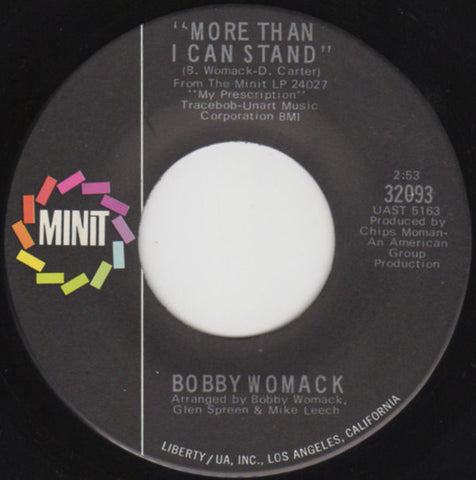 Bobby Womack : More Than I Can Stand / Arkansas State Prison (7", Single)