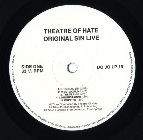 Theatre Of Hate : Original Sin · Live (LP)