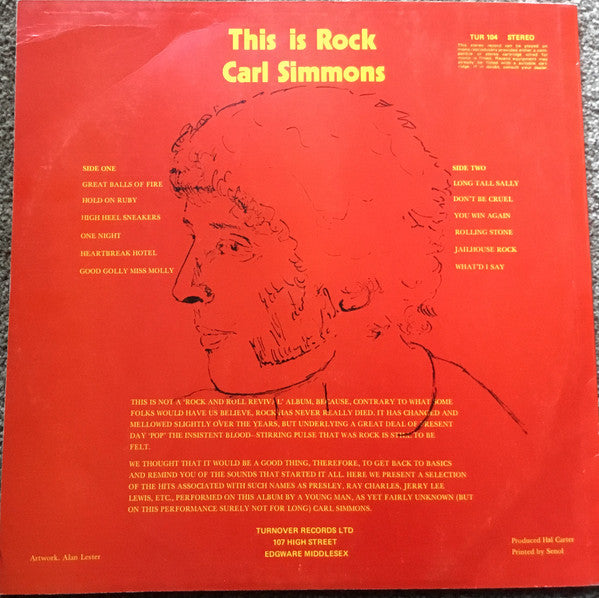 Carl Simmons (2) : This is Rock (LP, Album, Red)