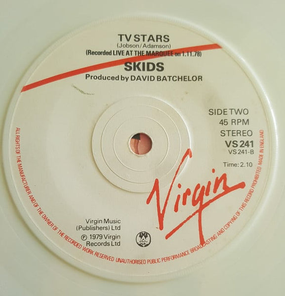 Skids : Into The Valley (7", Single, Whi)