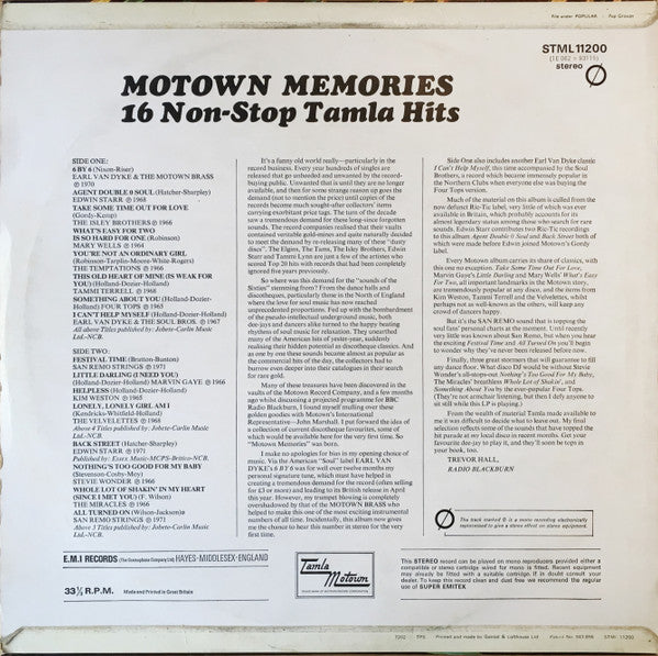 Various : Motown Memories (16 Non-Stop Tamla Hits) (LP, Comp, Mixed)