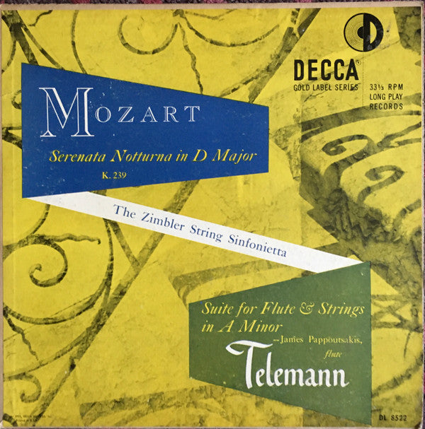 Wolfgang Amadeus Mozart, The Zimbler Sinfonietta / James Pappoutsakis, Georg Philipp Telemann : Serenata Notturna In D Major, K.239 / Suite For Flute & Strings In A Minor (LP, Album, Mono)