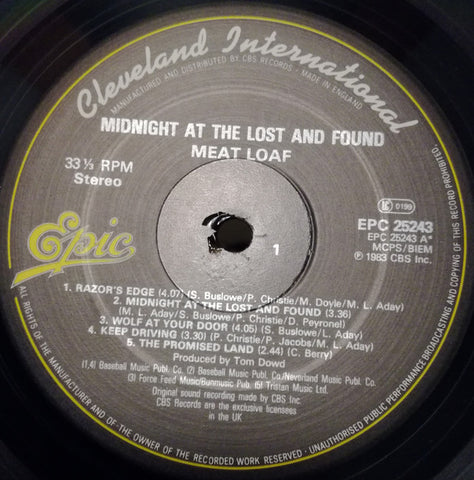 Meat Loaf : Midnight At The Lost And Found (LP, Album)