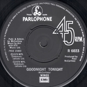 Wings (2) : Goodnight Tonight (7", Single)