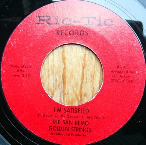 San Remo Golden Strings : I'm Satisfied / Blueberry Hill (7", Single, Mono, Styrene, Pit)