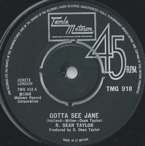 R. Dean Taylor : Gotta See Jane (7", Single, RE)