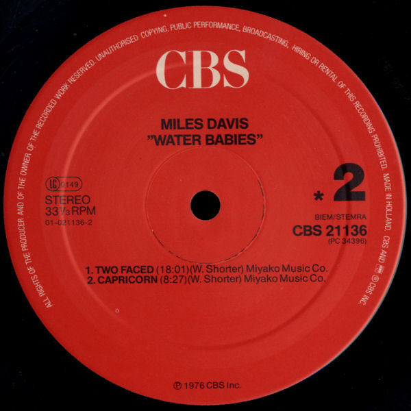 Miles Davis : Water Babies (LP, Album, RE)