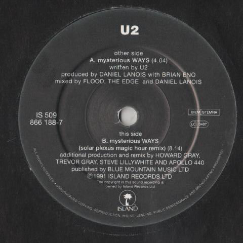 U2 : Mysterious Ways (7", Single)